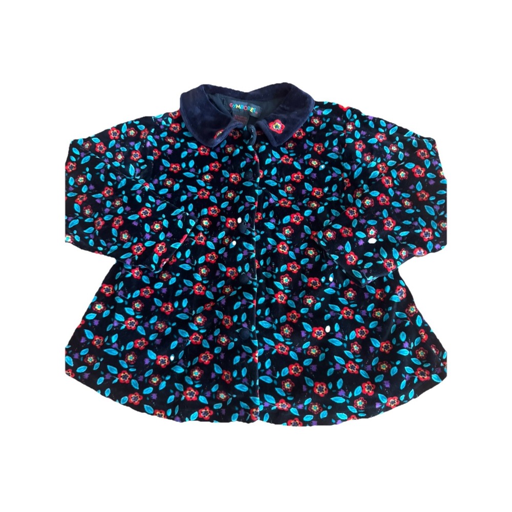 Gymboree Vintage Holiday Christmas Velvet Black Floral‎ Top Rainbow Tag 6